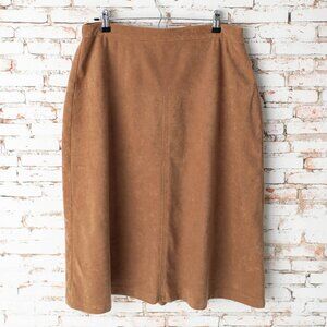 Mark Reed Exclusive Fashions Women’s 18 Faux Suede Midi Skirt Brown